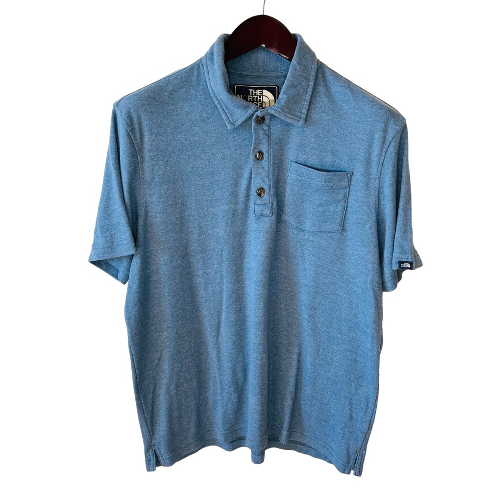 VTG Northface Shirt Mens L Blue California Heritage Short Sleeve Classic Polo